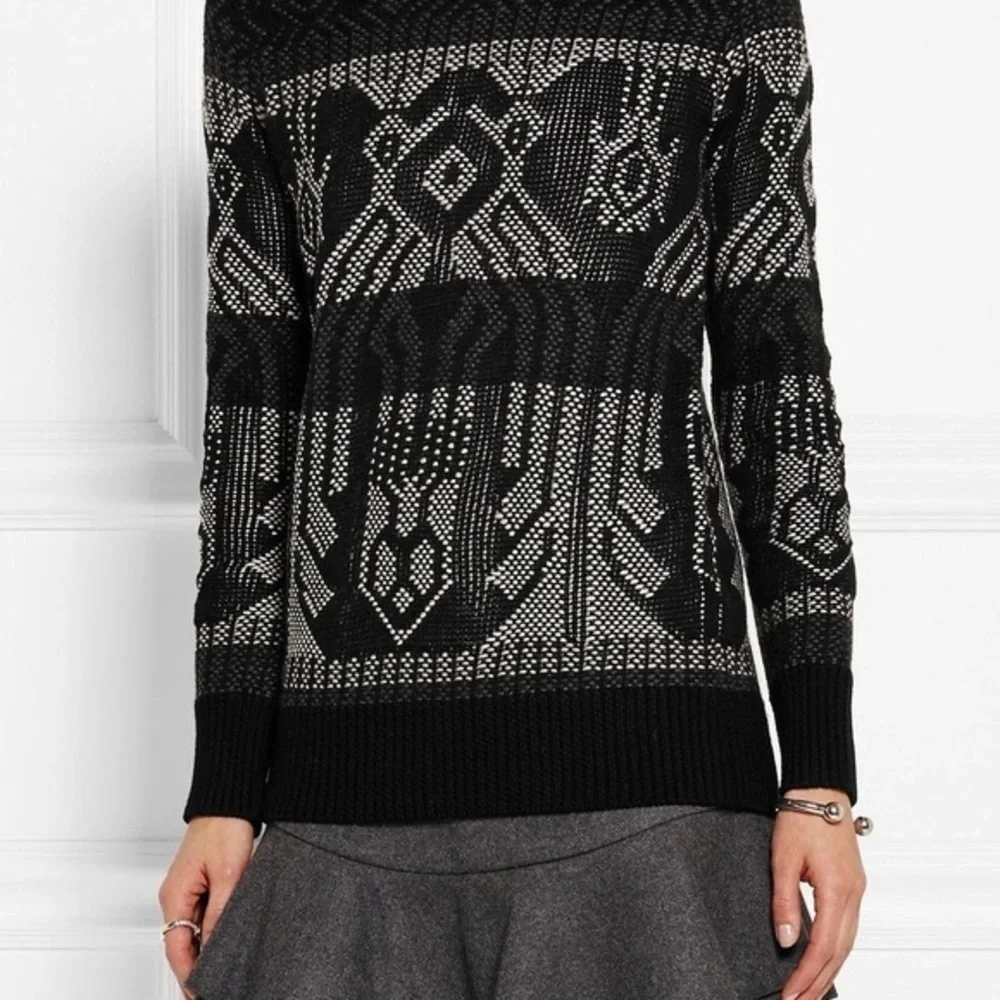 J. Crew Mixed-Stitch Blanket Sweater Black White